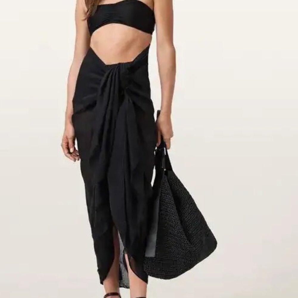 ALLSAINTS Underground Logo Pareo Scarf In Black - NWT